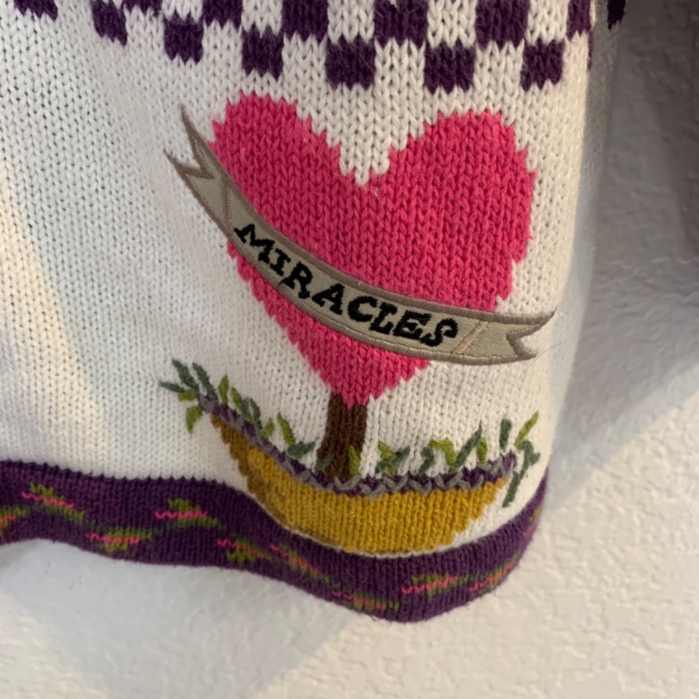 Vintage Quacker Factory Cardigan Sweater Medium Purple Garden Angels Miracles - Picture 14 of 16